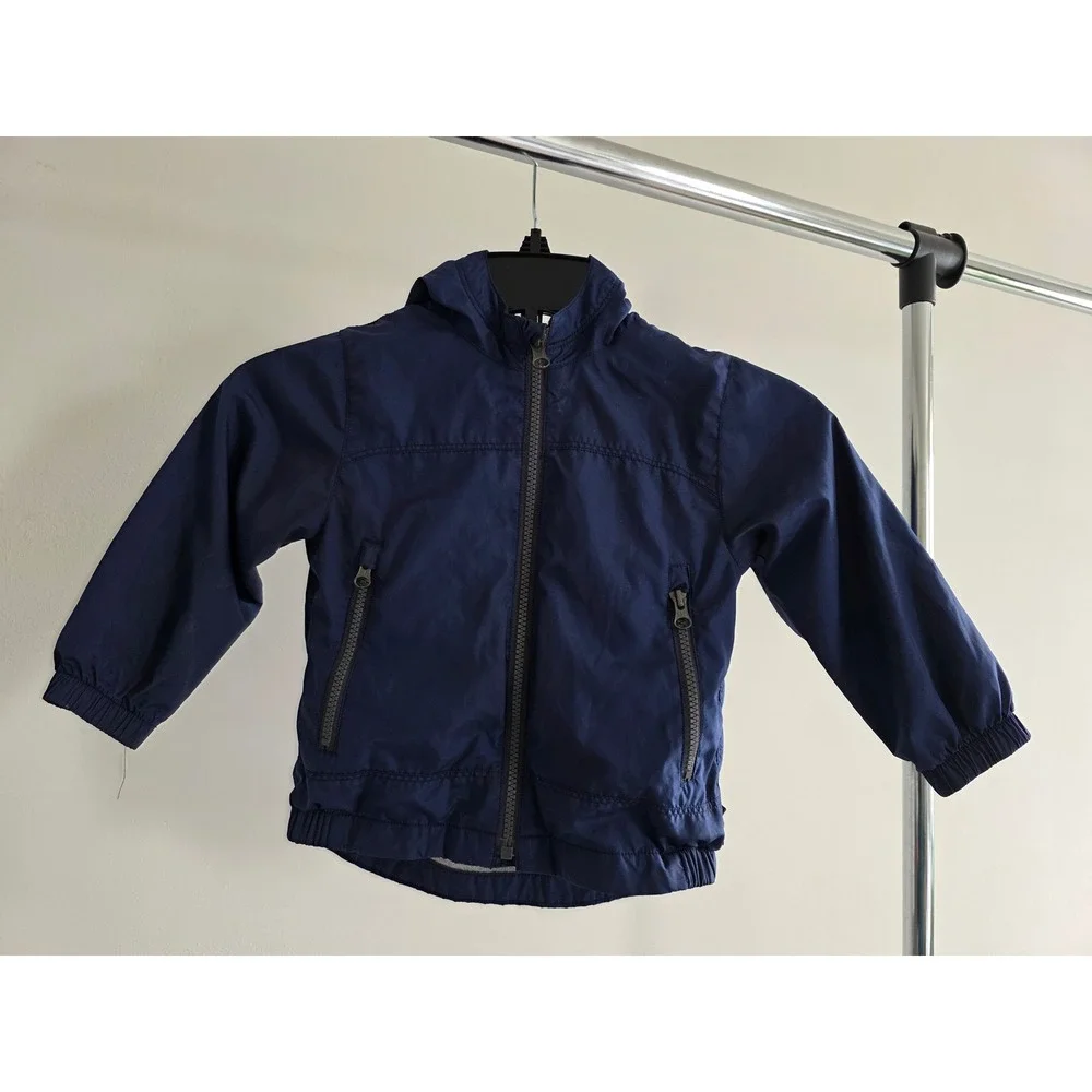 Baby Gap‎ Toddler Navy Blue Hooded Windbreaker Jacket Jersey Lined Size 2 Years